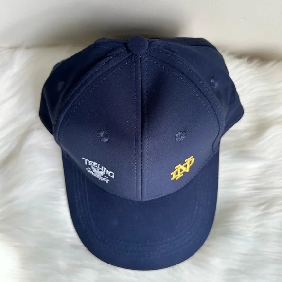 NEW Navy Blue and Gold Notre Dame and Teeling Whisky Embroidered Logo Cap - Picture 9 of 16